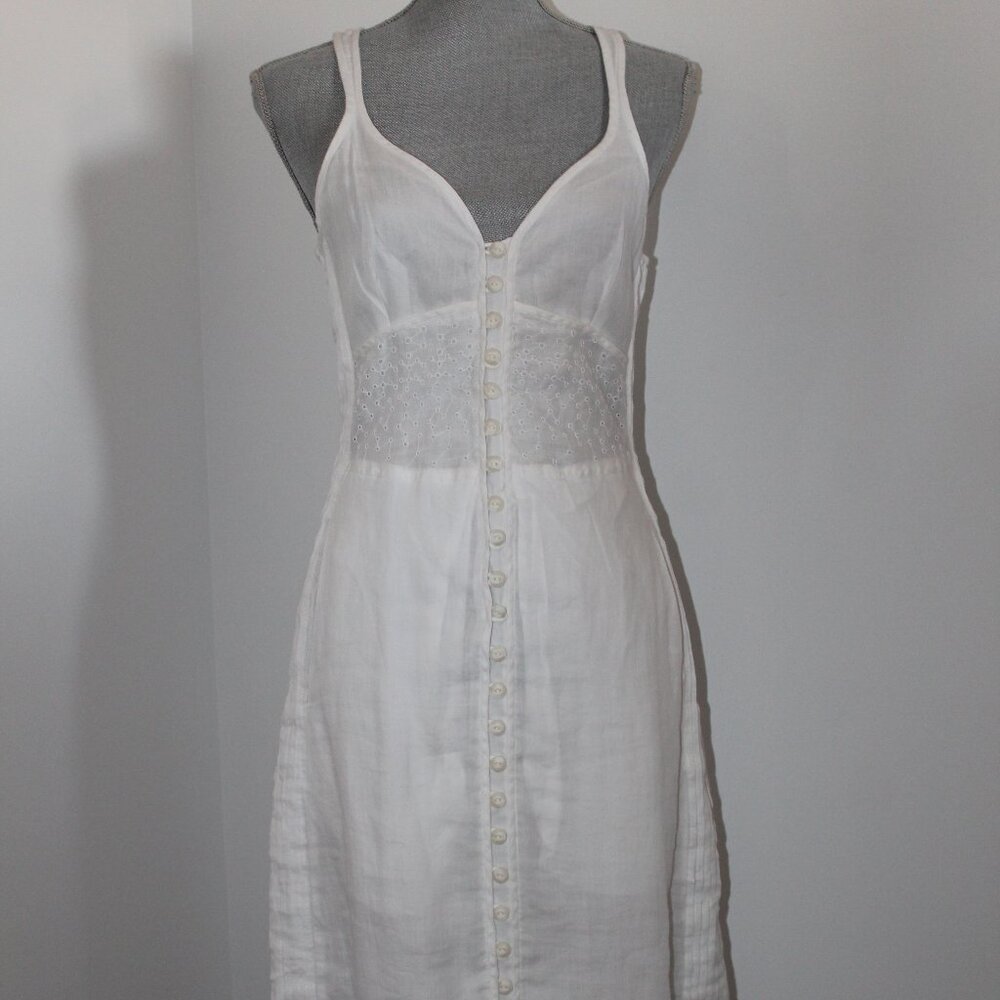 rag & bone Cream Lace-Trim Button-Front Midi Dress - Picture 3 of 8